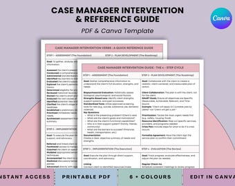 Case Manager Client Intervention Toolkit - A 4 - Step Guide with Action Verbs (Printable PDF + Canva)