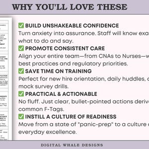 May include: A white and green graphic with the text "WHY YOU'LL LOVE THESE" and bullet points describing benefits like building confidence and promoting consistent care. The bottom of the graphic says "DIGITAL WHALE DESIGNS".
