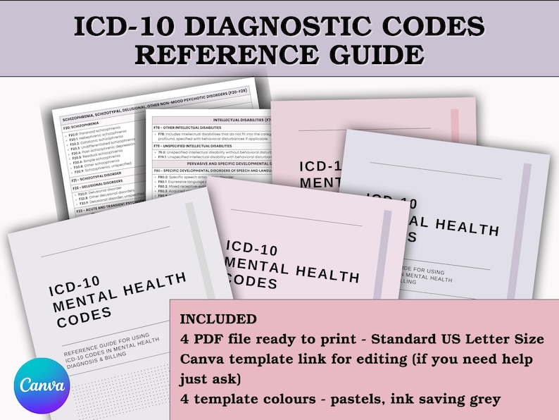 ICD-10 Mental Health Codes Cheat Sheet | Therapist & Counselor ...