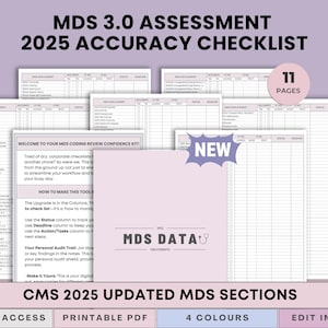 Checklista för självgranskning av MDS 3.0 | PDPM-noggrannhetsfuskblad | Referensguide för RAI-koordinatorer - Canva