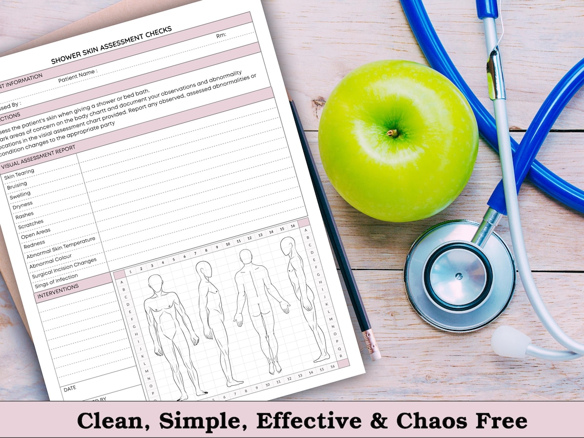 Skin Rash Documentation Example Shower Skin Check Sheet - Nursing Assessment Form, Wound Care ...