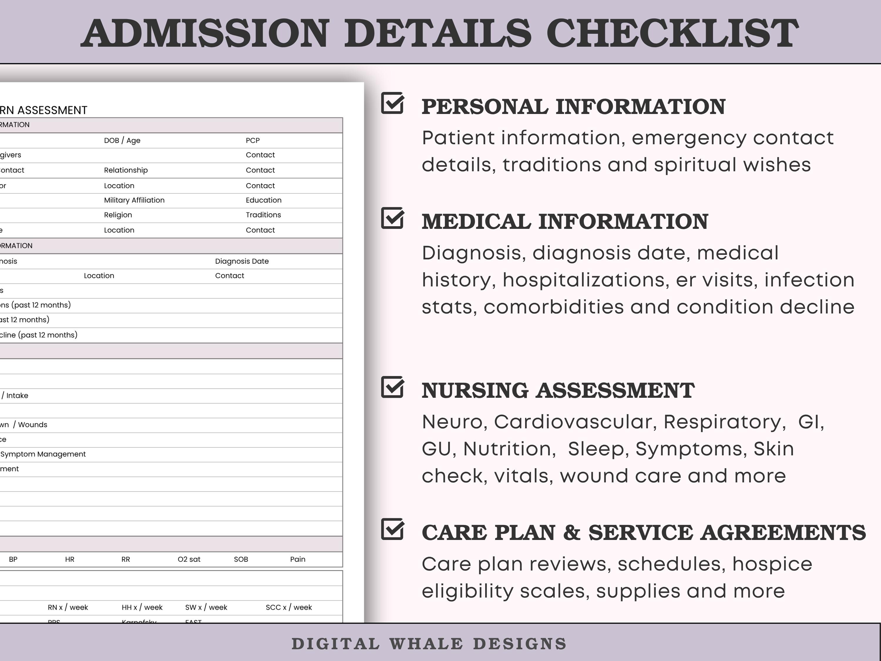 Hospice Nurse Documentation Bundle - RN Admission & Recertification ...