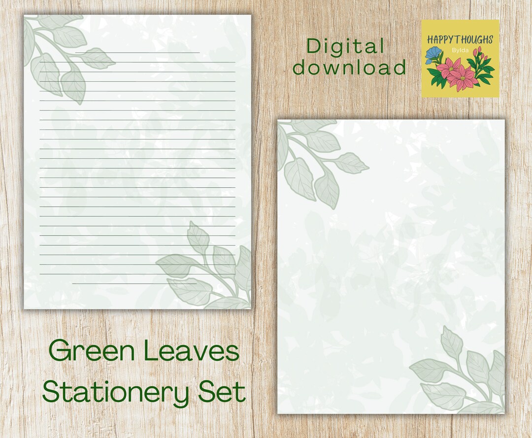 Greenery Stationery Printable Stationery Lined and Unlined - Etsy