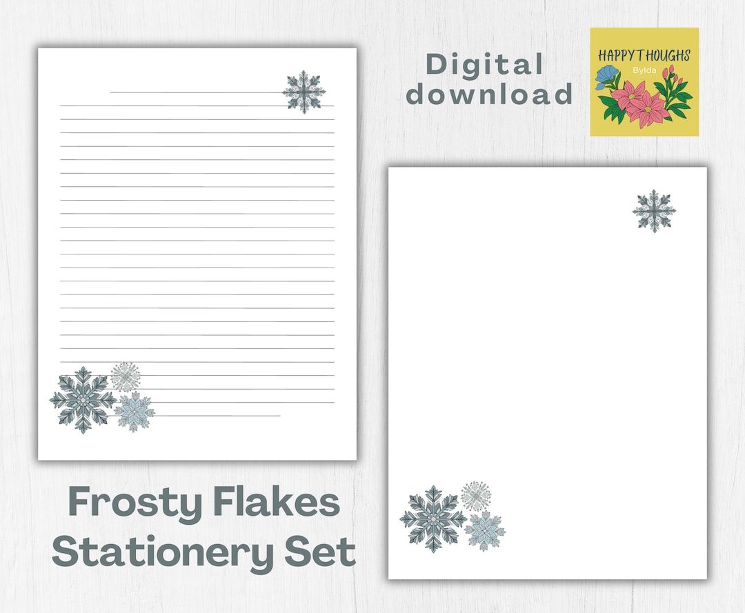 Frosty Flakes Stationery Set Printable Stationery Printable - Etsy