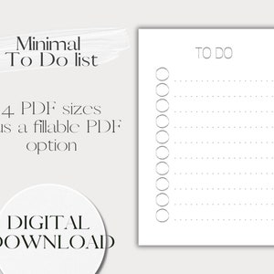 Printable to do list daily organization for students minimal to do list simple task organizer PDF minimalist check list instant download