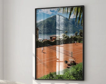 Tennis Poster, Tennis Print, Tennis Wall Art, Tennis Court Poster, Tennis Old Money, Tennis Club Poster, Old Money Aesthetic, Lake Como