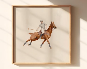 Polo Player Poster, Horse Poster, Polo Poster, Horse Print, Polo Fan Gift, Horse Art, Polo Wall Art, Equestrian Poster, Ralph Lauren Print