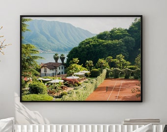 Tennis Poster, Tennis Print, Tennis Wall Art, Tennis Court Poster, Tennis Old Money, Tennis Club Poster, Old Money Aesthetic, Lake Como