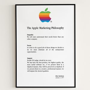 The Apple Marketing Philosophy Poster, Apple Logo Poster, Rainbow Apple Logo, Gift For Apple Lovers, Apple Wall Art, Steve Jobs, Apple Print