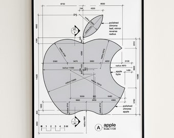 Set of 3 Apple Poster, Apple Logo Evolution Poster, Apple
