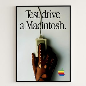 Retro Apple Posters, Retro Macintosh Poster, Retro Apple Print, Gift For Apple Lovers, Apple Wall Art, Steve Jobs, Apple Print, Apple Logo