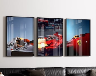 Set of 3 F1 Poster, Formula 1 Poster, Vintage F1 Poster, Formula 1 Print, F1 Print, F1 Wall Art, F1 Gift, Formula 1 Vintage Poster, Formula