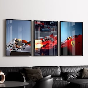 Juego de 3 pósteres de F1, póster de Fórmula 1, póster vintage de F1, impresión de Fórmula 1, impresión de F1, arte mural de F1, regalo de F1, póster vintage de Fórmula 1, Fórmula