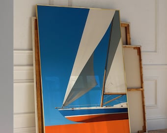 Vintage Sailing Poster, Sail Boat Print, Sailing Wall Art, Sailing Poster, Sailboat Prints, Boat Drawing, Beach House Decor, Nautical Art