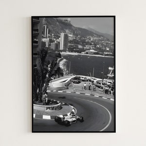 Cartel de F1 Mónaco, cartel de Fórmula 1 Monte-Carlo, cartel vintage de F1, impresión de Fórmula 1, impresión de F1, cartel de Fórmula 1, cartel de F1, blanco y negro