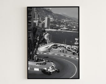 F1 Monaco Poster, Formula 1 Monte-Carlo Poster, Vintage F1 Poster, Formula 1 Print, F1 Print, Formula 1 Poster, F1 Poster, Black and White