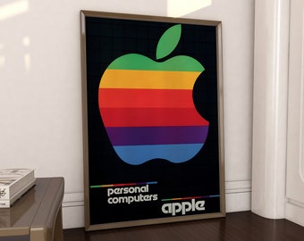 レトロなApple「Think Different」ポスター：レインボーロゴプリント
