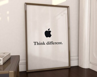 Think Different Apple Slogan Poster, Apple Logo Poster, Rainbow Apple Logo, Apple Wall Art, Steve Jobs, Apple Print, Apple Logo Print