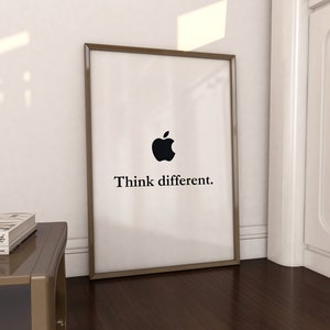 Think Different Apple Slogan Poster, Apple Logo Poster, Rainbow Apple Logo, Apple Wall Art, Steve Jobs, Apple Print, Apple Logo Print