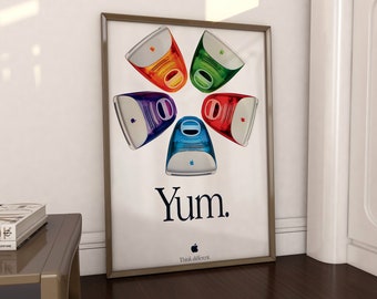 Vintage Apple Posters, Apple Logo Poster, Rainbow Apple Logo