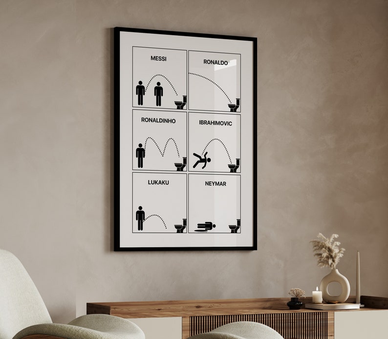 Footballer Bathroom Breaks Poster, Football Poster, Soccer Poster, Bathroom Poster, Football Player Poster, Gift for Boys, Sport Office Art