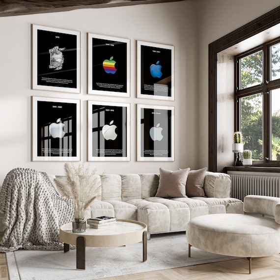 Set of 6 Apple Poster, Apple Logo Evolution Poster, Apple Logo
