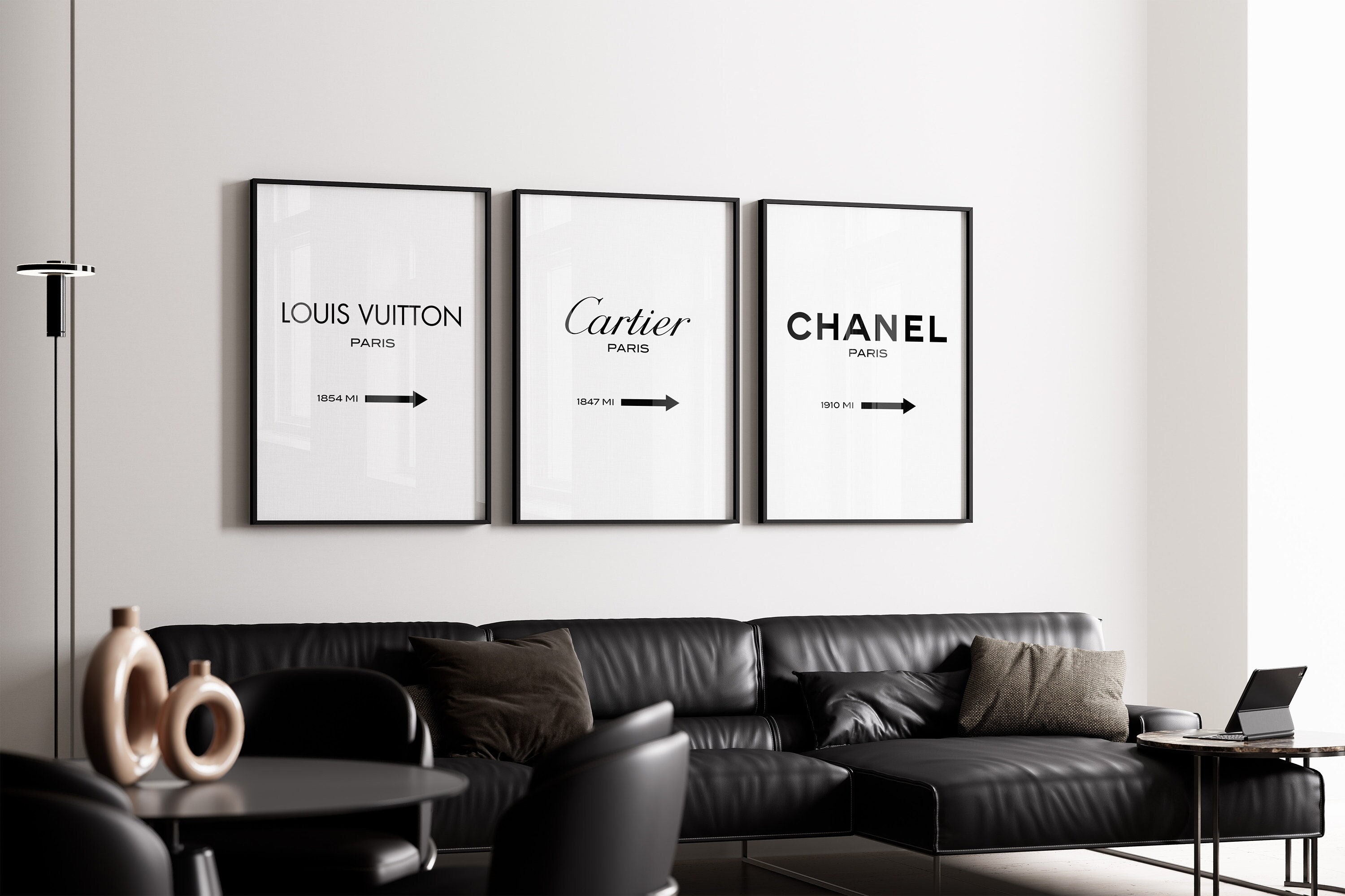 Fashion Wall Art Set of 3 Prints Chanel Decor Versace Poster Louis Vuitton  Art LV Decor Ch…