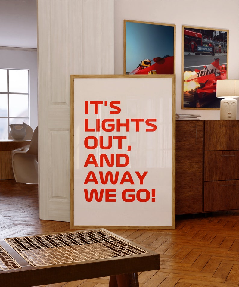 Lights Out And Away We Go Poster, Formula 1, Formula 1 Poster, Formula One, F1 Poster, F1 Wall Art, Formula 1 Wall Art, Formula One Poster