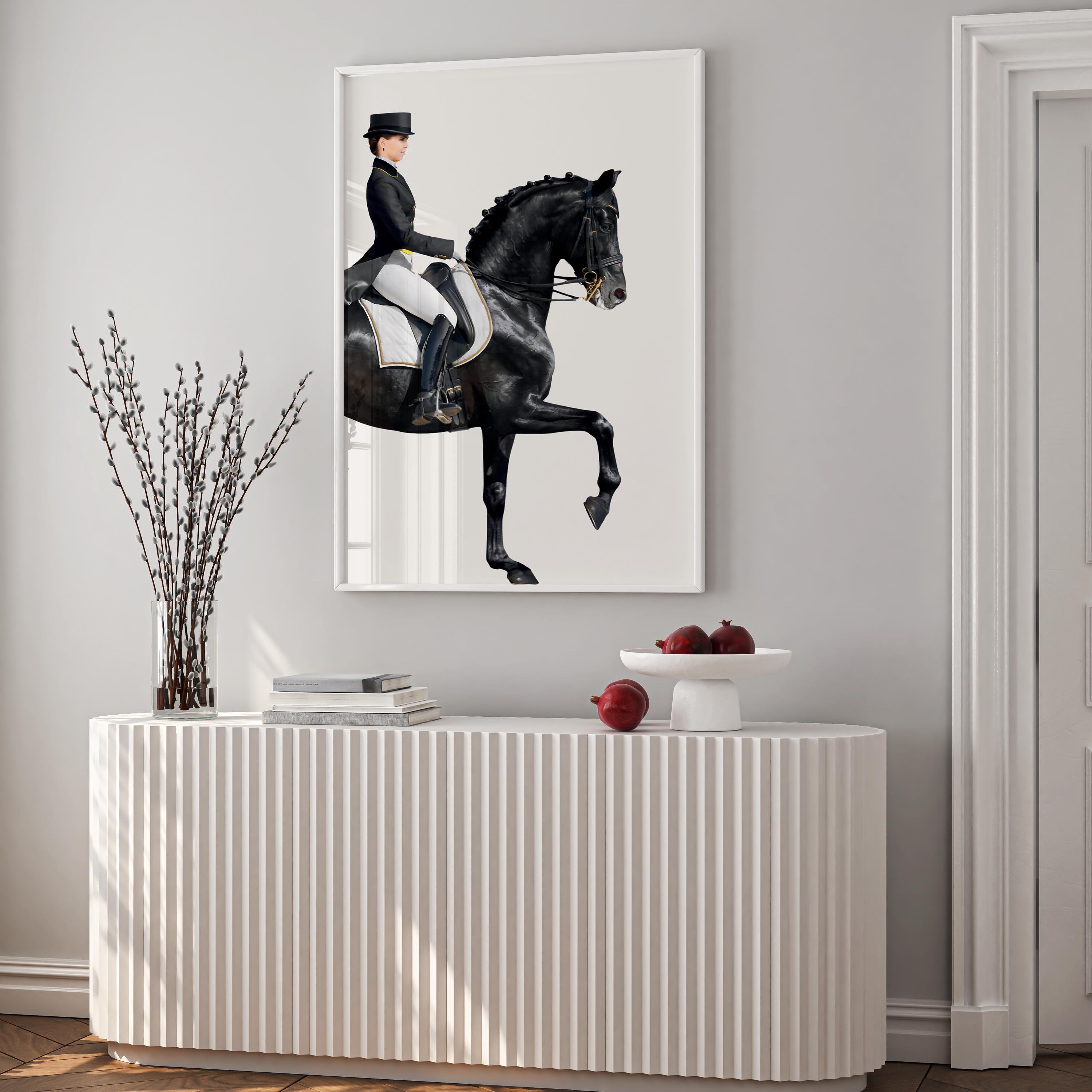 Vintage Equestrian Woman Poster, Horse Poster, White Background