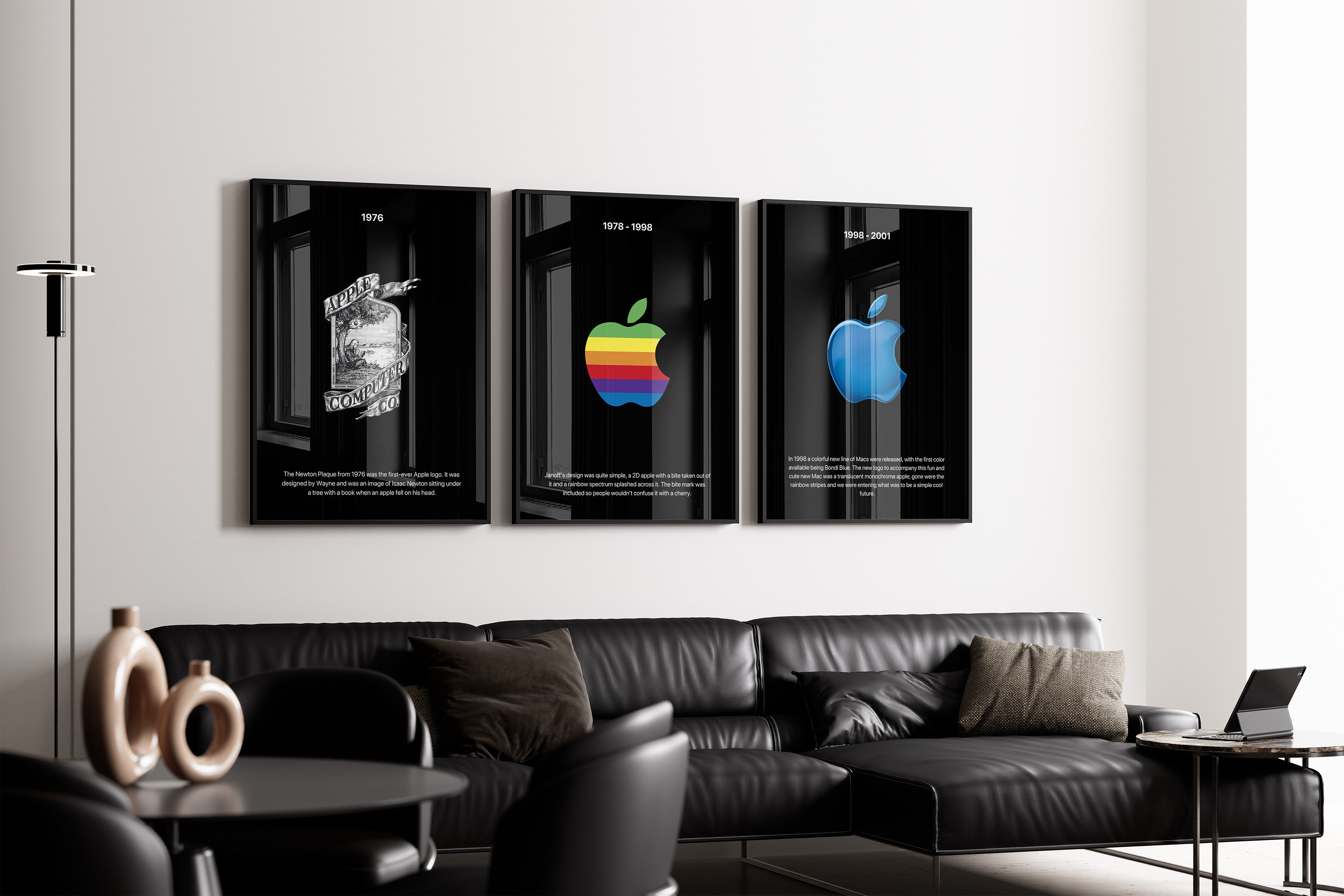 Set of 6 Apple Poster, Apple Logo Evolution Poster, Apple Logo