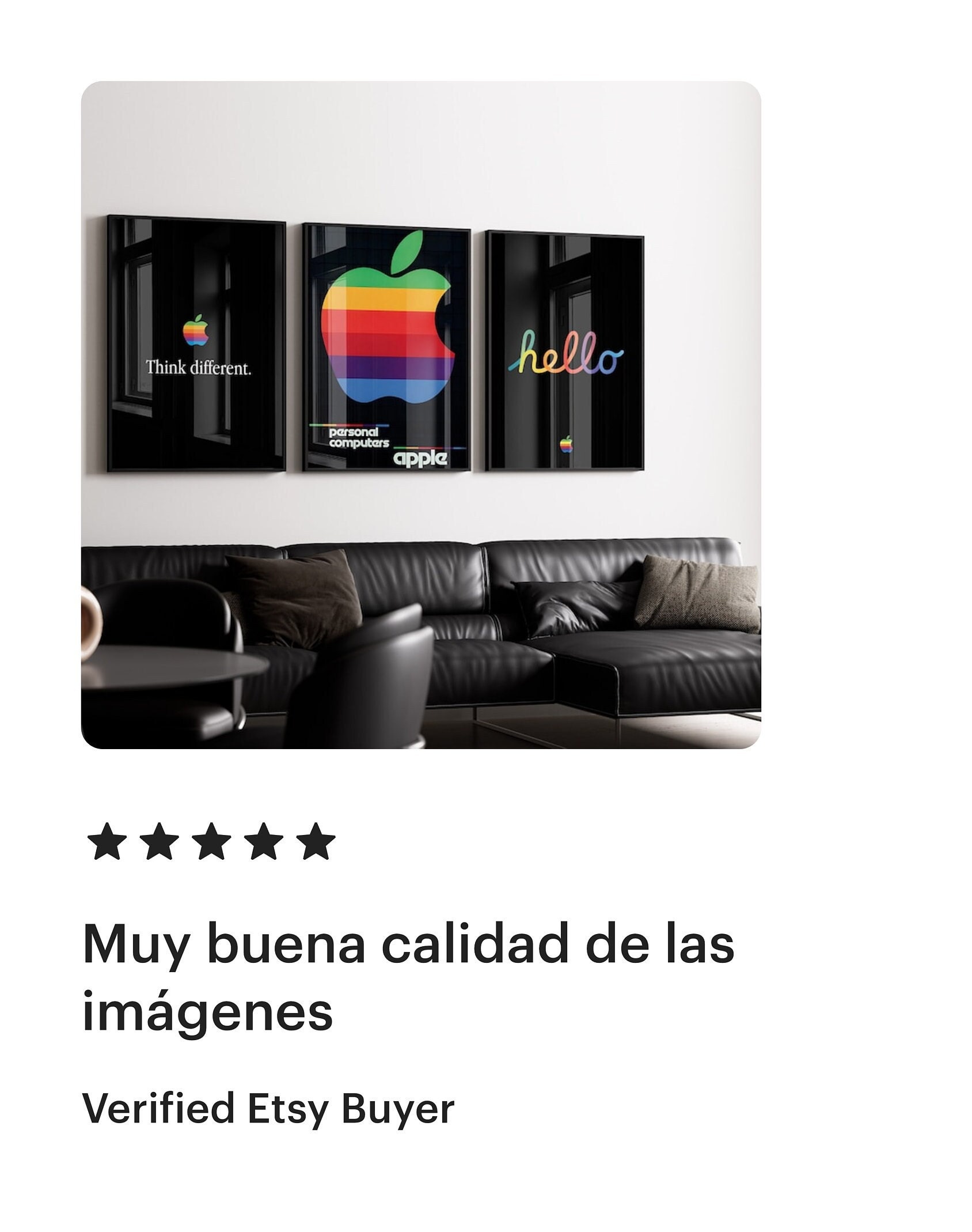 Set of 3 Apple Poster, Apple Logo Poster, Rainbow Apple Logo