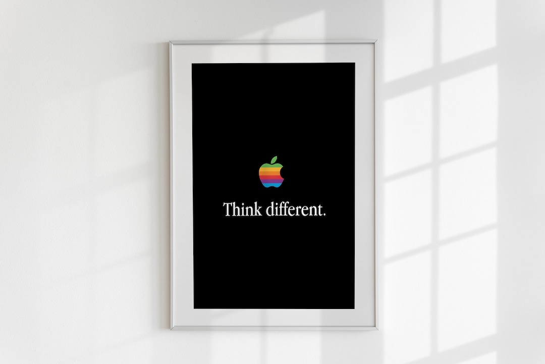 Think Different Apple Slogan Poster, Apple Logo Poster