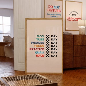 Formule 1-dagen poster, racedag poster, formule 1, formule 1-poster, formule 1, F1-poster, F1-muurkunst, formule 1-kunst, F1-cadeau, F1-afdruk