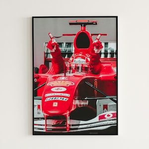 Póster de Michael Schumacher, póster vintage de Schumacher, póster vintage de F1, impresión de Fórmula 1, impresión de F1, póster de Fórmula 1, póster de Ferrari de F1