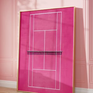 Pink Tennis Court Poster, Tennis Print, Tennis Wall Art, Tennis Poster, Tennis Club, Tennis Court Poster, Pink Sports Illustration