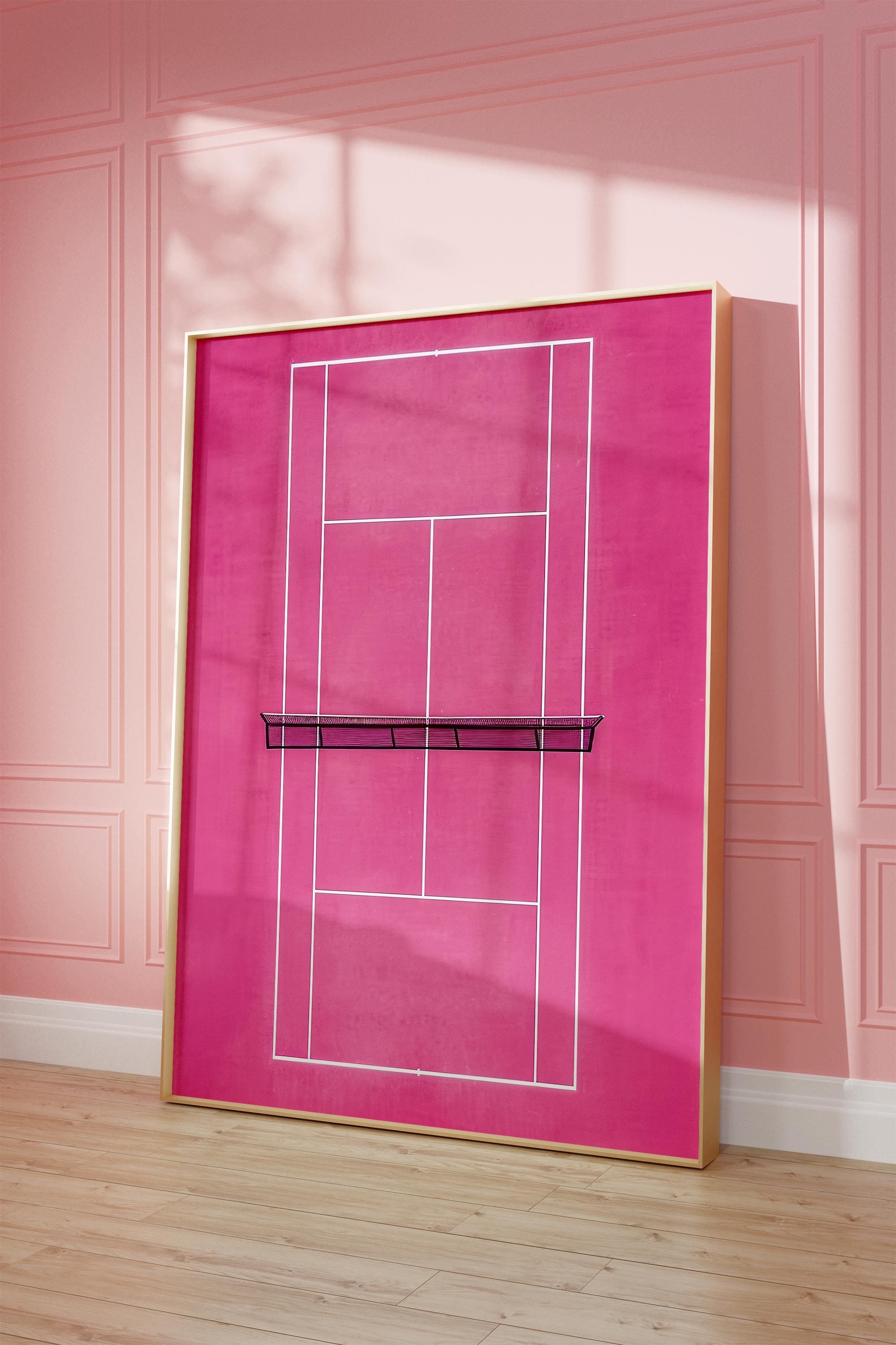 Pink Tennis Court Poster, Tennis Print, Tennis Wall Art, Tennis Poster, Tennis Club, Tennis Court Poster, Pink Sports Illustration