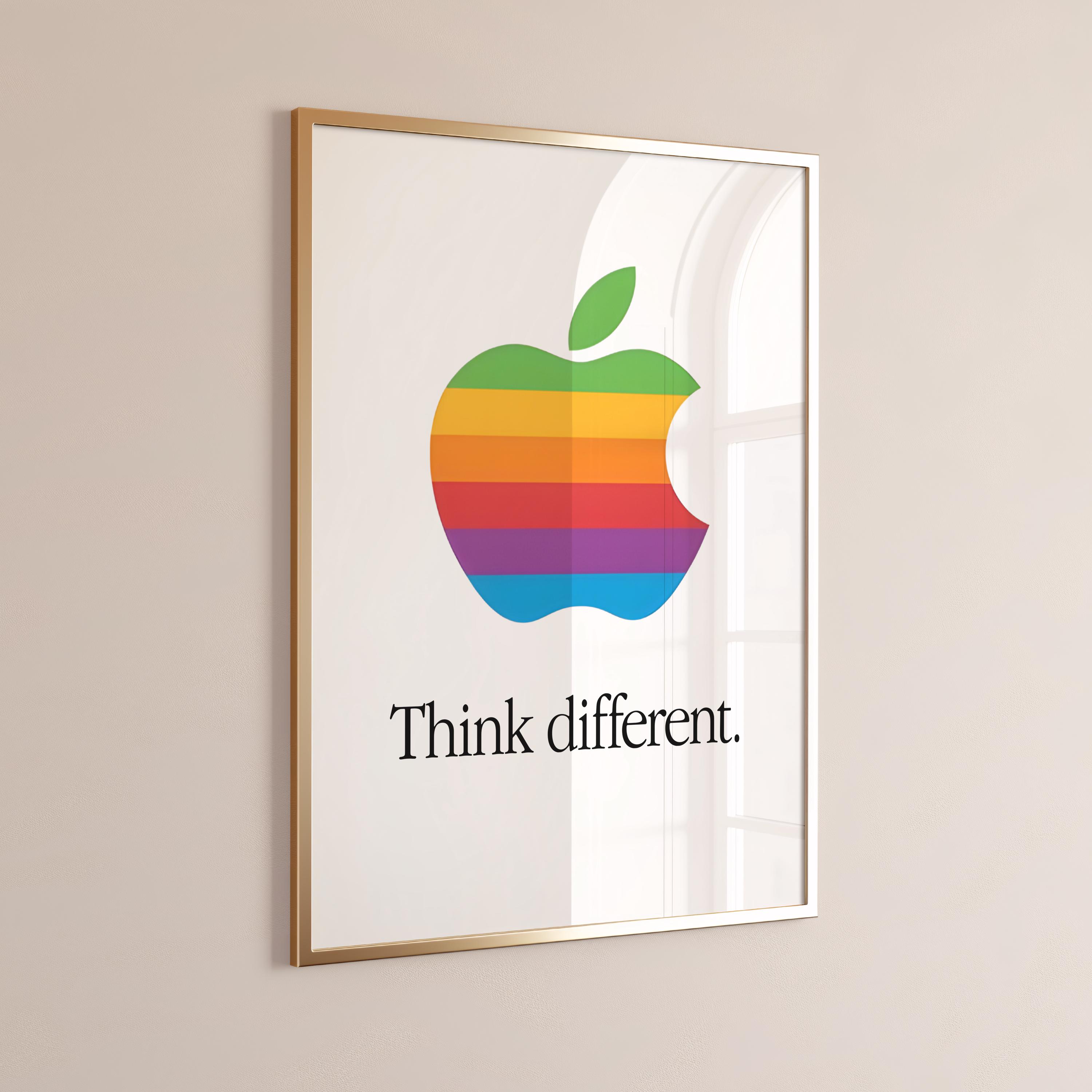 Think Different Apple Poster, Retro Apple Logo Poster, Apple Logo