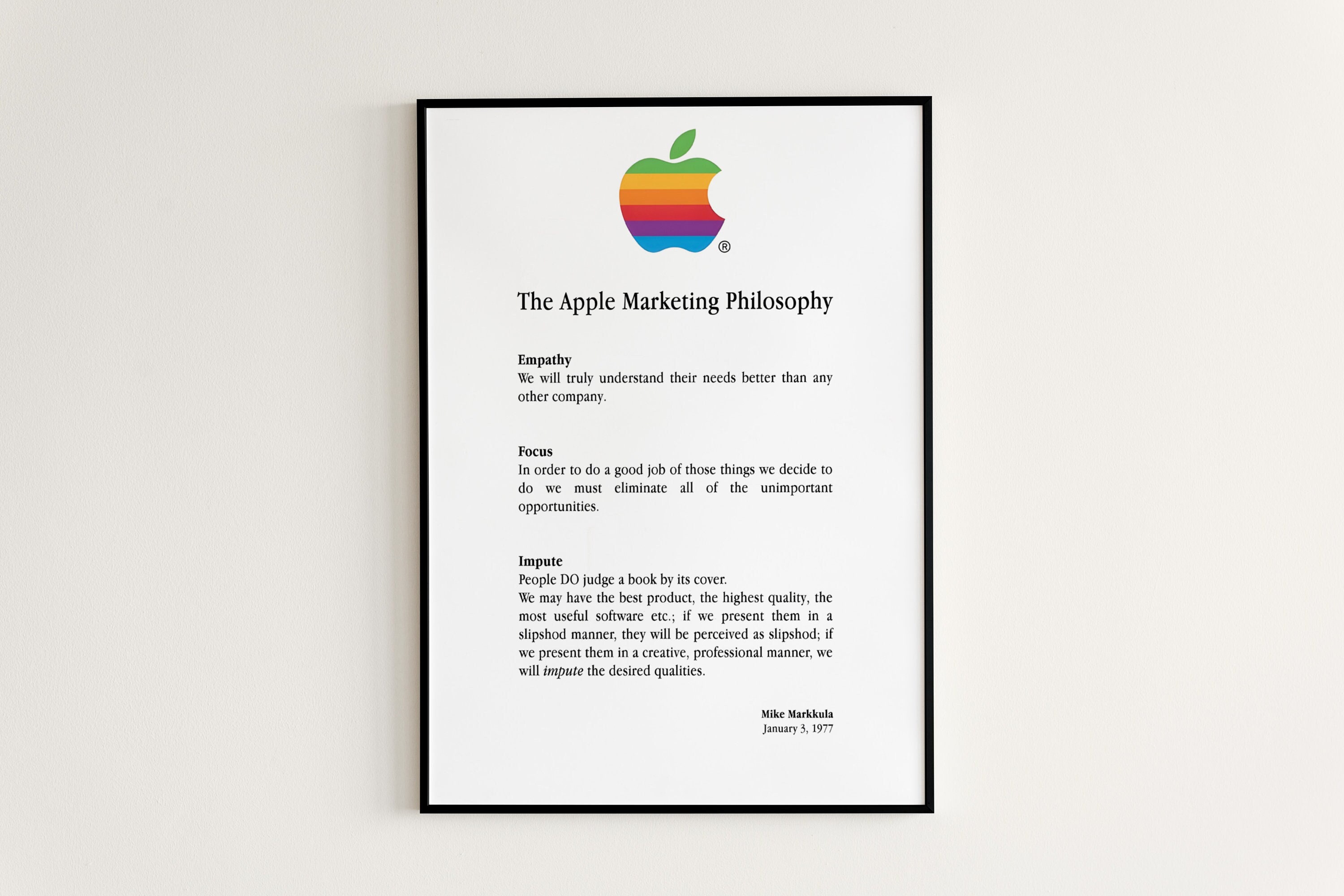 The Apple Marketing Philosophy Poster, Apple Logo Poster, Rainbow