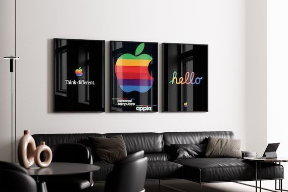 ポスター Apple Products Large Poster Set of 3 Apple Poster, Apple Logo Poster, Rainbow Apple Logo