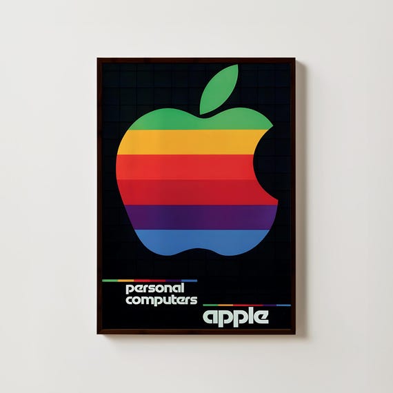 Vintage Apple Personal Computers Poster, Apple Poster, Rainbow