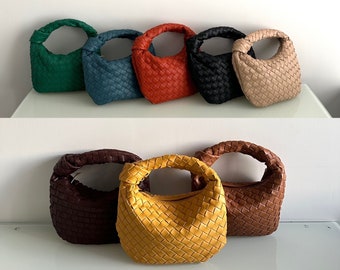 Borsa da sera per donne, borsa a tracolla di lusso minimalista, borsa intrecciata con nodo, borsa hobo, borsa con nodo, borsa intrecciata in pelle, borsa in pelle, borsa per gnocchi