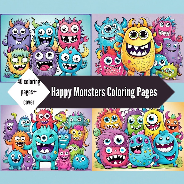 Monsters Coloring Books Etsy