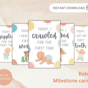 46 Carte Ricordo Neonato HuBorns - Per Foto E Tappe Del Primo Anno, Design Neutro, Con Scatola - Foto 3