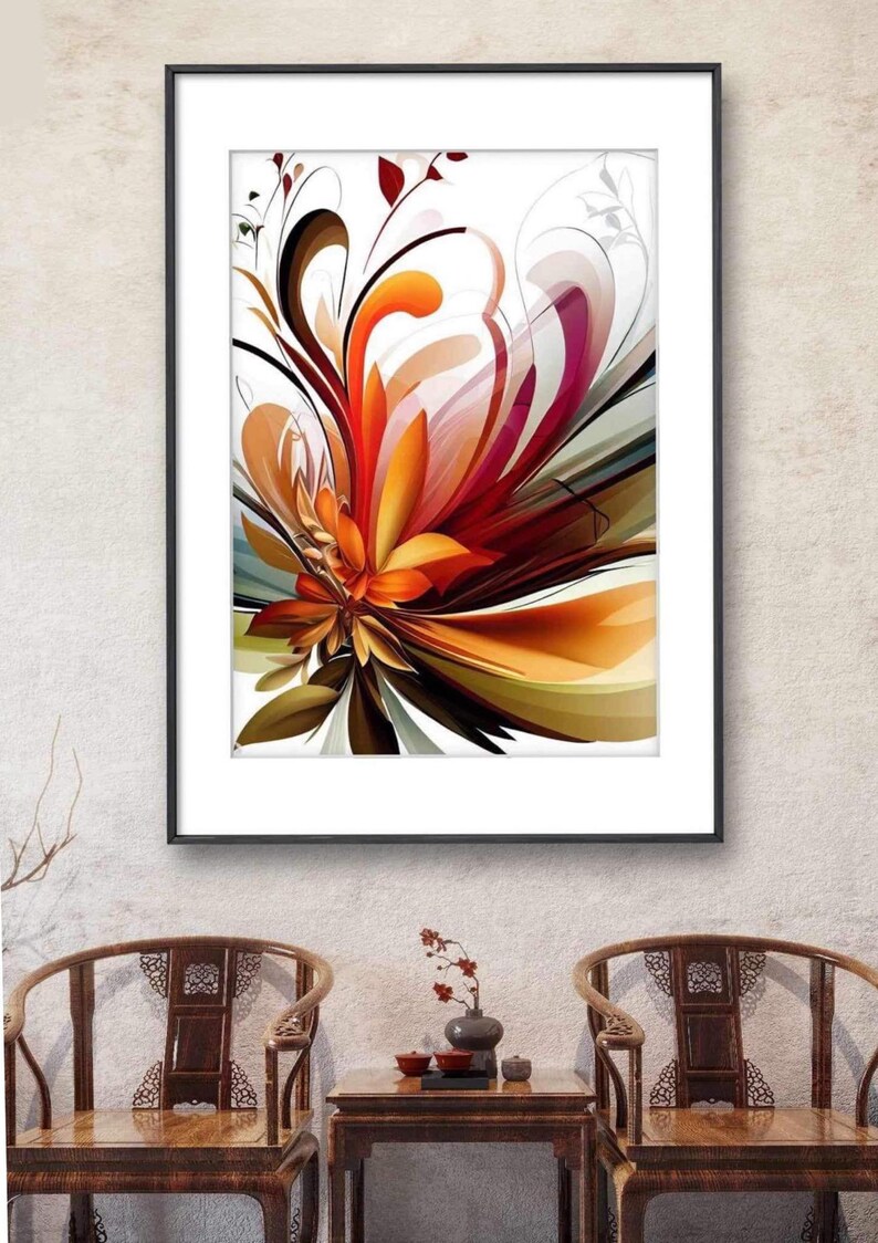 Floral Art Print Digital Artwork Abstract Design Instant Etsy