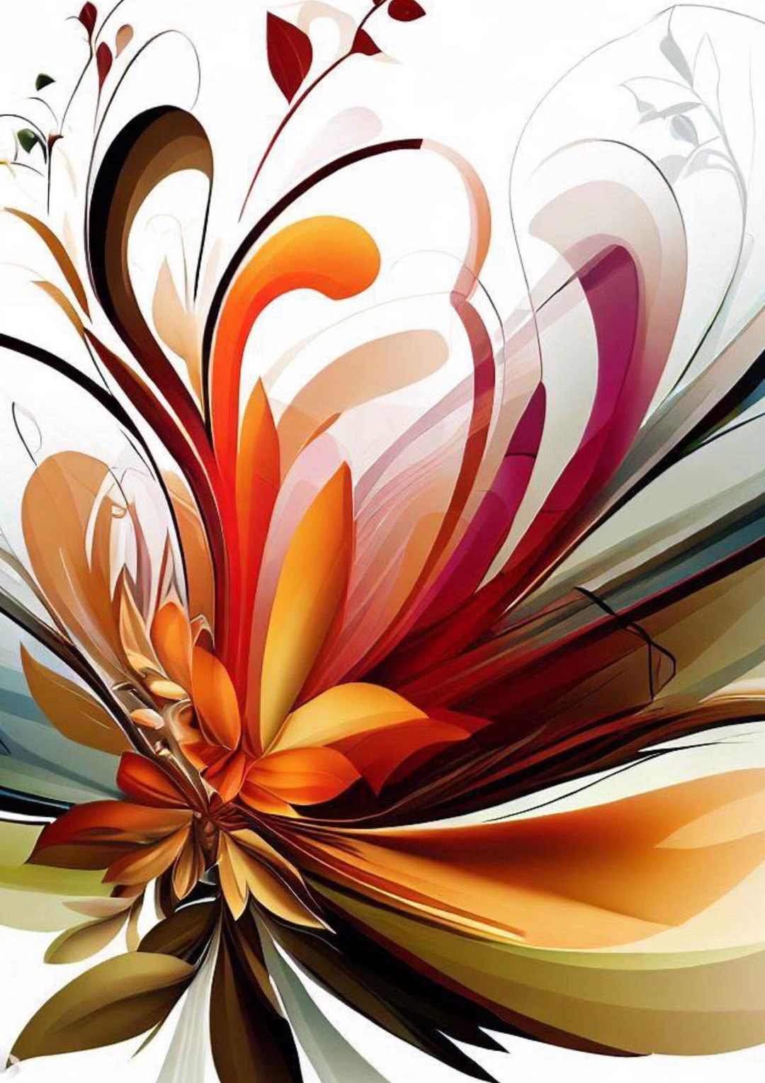 Floral Art Print Digital Artwork Abstract Design Instant Etsy