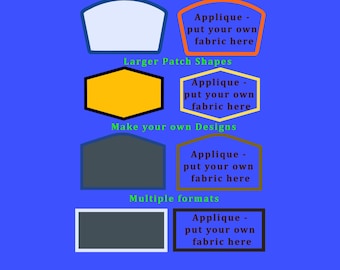 Patch's sized for hats to make your own unique designs -  Multiple formats. Filled version & applique version for each shape.  Size matters!