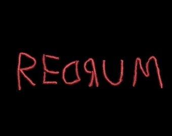Redrum Digital Embroidery File - The Shining Movie.  Multiple formats, instant download. Halloween, scary, costume