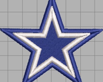 Blue white Star/5 point star - Embroidery File