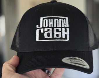 Johnny Cash Embroidered Trucker Hat – Yupoong Snapback Country Music Apparel