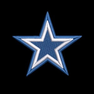 Blue white Star/5 point star - Embroidery File